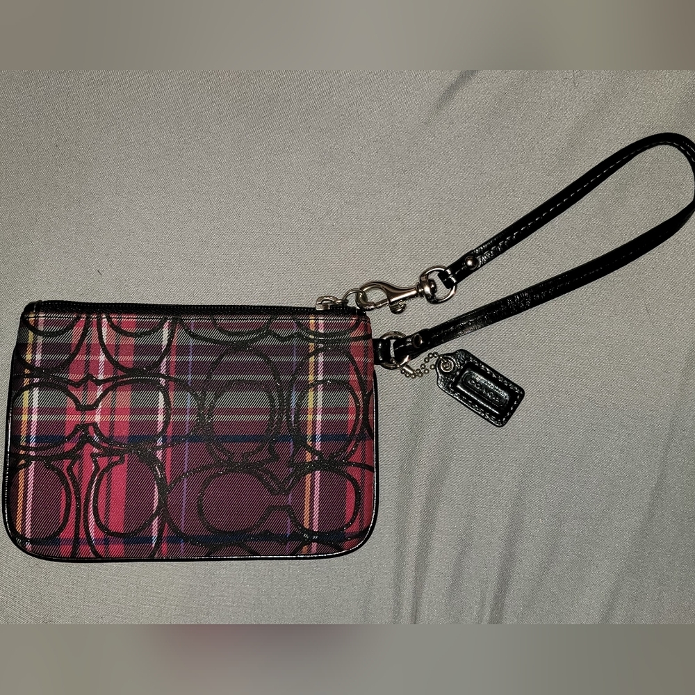 Coach Tartan Plaid wristlet
